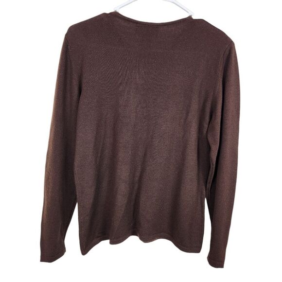 Charter Club Classics Extra Fine Merino Wool Brown Pullover Scoop Neck Sweater M - Picture 4 of 4